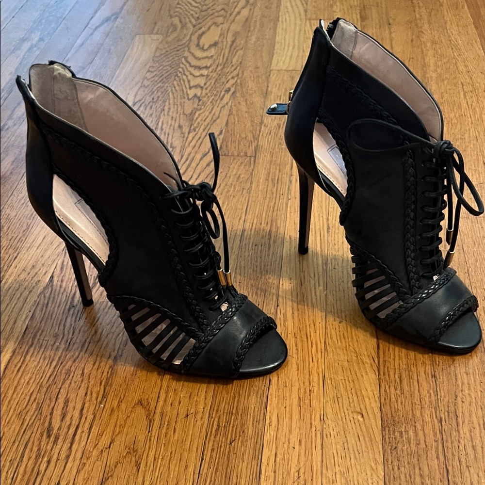 Avec Les Filles Black Lace-Up Heels